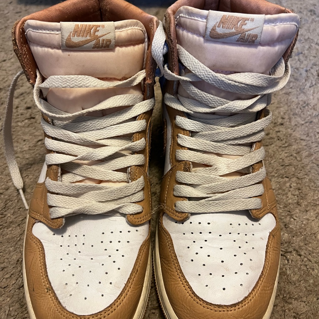Nike Air High-Top Sneakers In White And Tan
